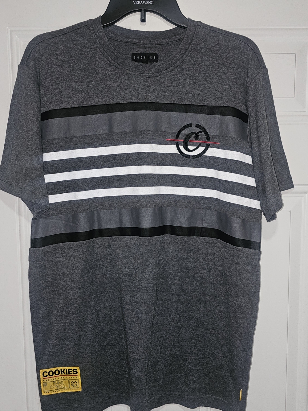 Men’s Cookies SF Gray Striped Crew Tee